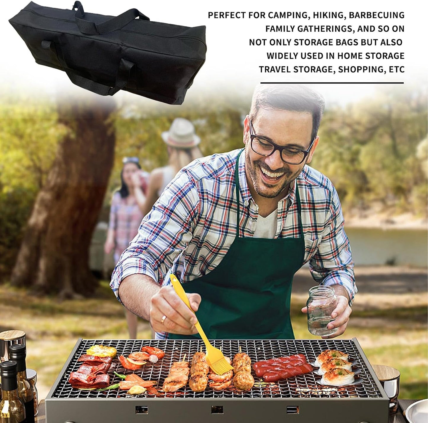 Grill Tool Storage Bag, 24" Oxford Cloth Grill Accessory Storage Bag, Double Zipper Grill Tools Storage Bag, Suitable for Grill Utensil Storage, BBQ Tool Storage