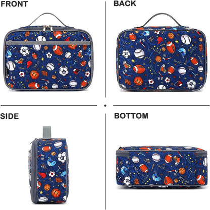 FlowFly Kids Lunch box Insulated Soft Bag Mini Cooler Back to School Thermal Meal Tote Kit for Girls, Boys, Black