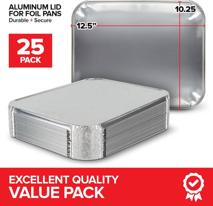 Stock Your Home 9x13 Aluminum Trays with Lids (10 Pack) – Disposable Half Size Deep Pans for Cooking, Storage, BBQ, Grilling, Catering