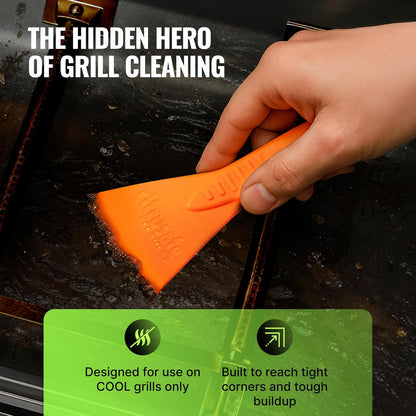 CitruSafe 3in1 Nylon Grill Brush with Cookbox Scraper - Made in USA - Non Metal, No Wire Bristles, Safe BBQ Brush for Outdoor Grills - Grilling Accessories & Tools to Clean Cool Grill Grates