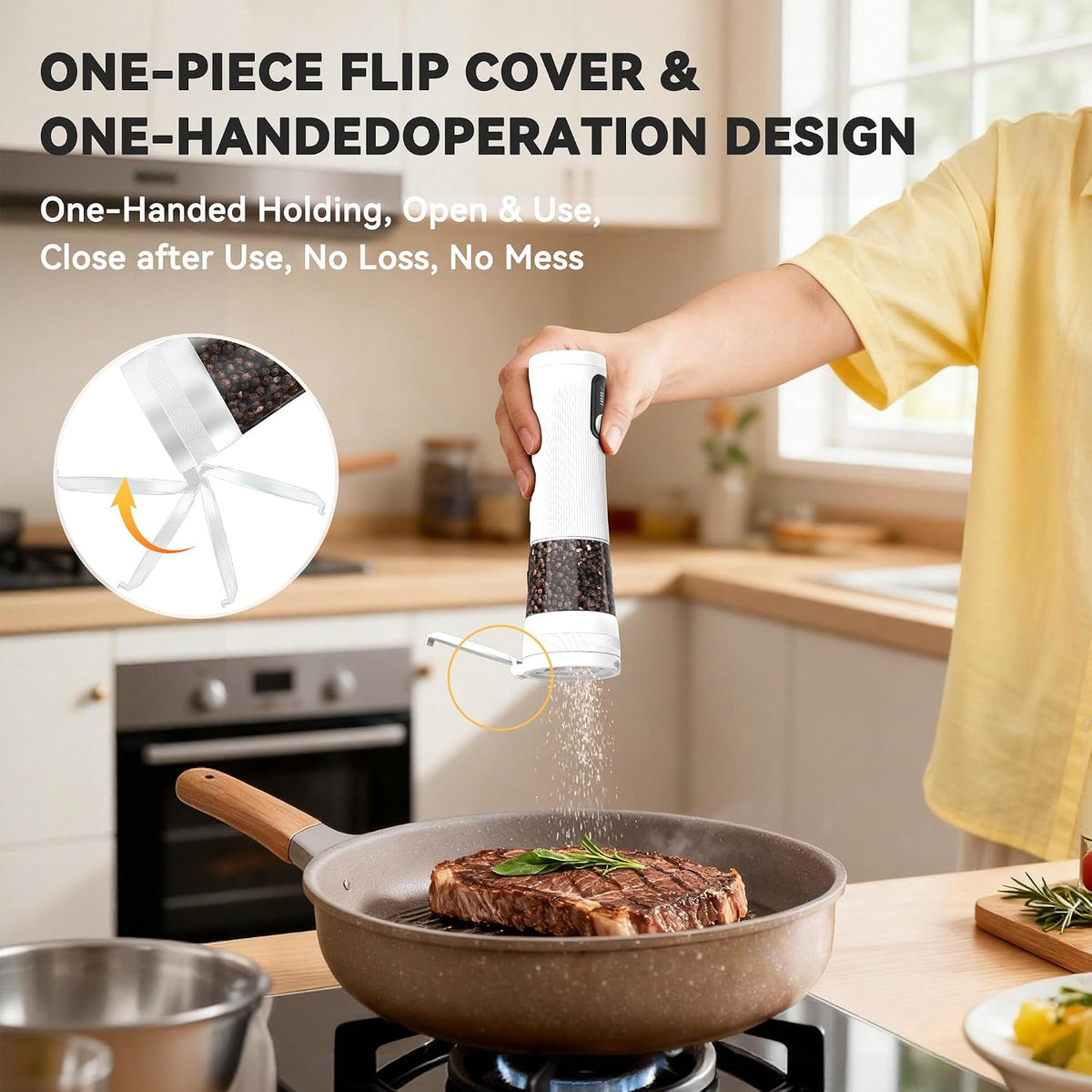 Electric Salt and Pepper Grinder Set, 2 in 1 Dual Bins USB Rechargeable
