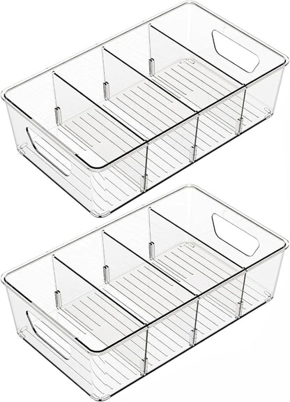 Stackable 6 Pack Snack Organizer for Pantry Shelf,Clear Pantry Organizers and Storage Bins for Fridge,Office,Cupboard,Plastic Pantry Snack Organizer For Breast Milk,Tea Bag,Food Storage Containers