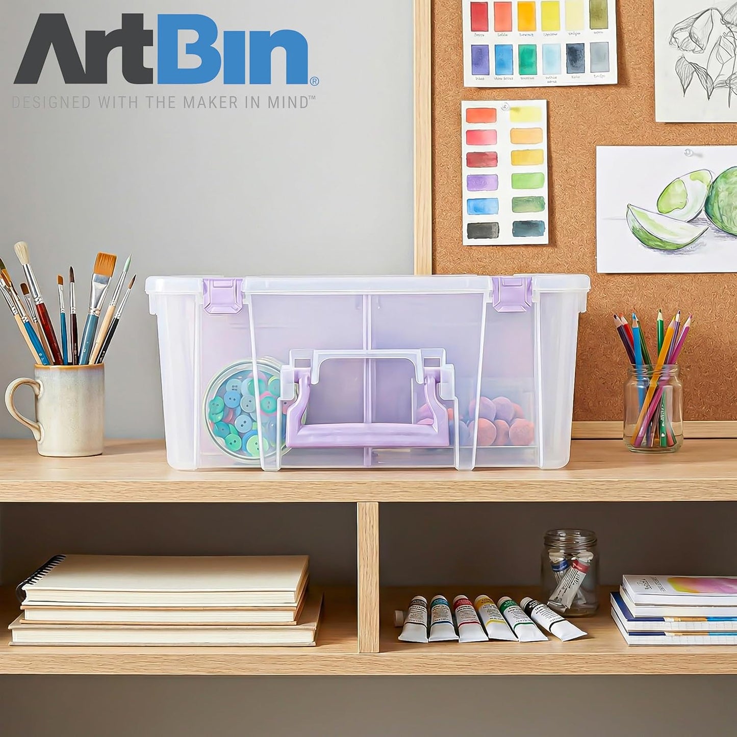 ArtBin 6990SO Super Satchel Double Deep Compartment Box - Art Storage with 8 Removable Compartments, Smart Closure for Craft Supplies (Gold - Pack of 1)
