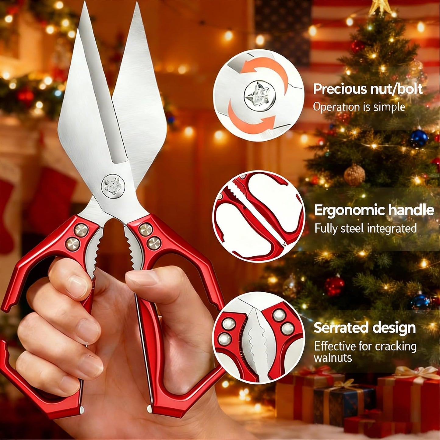 Multifunctional Heavy Duty Kitchen Shears,Kitchen Shears for Cutting Chicken,Kitchen Scissors for Food, Japanese High-Carbon Steel Culinary Poultry Shears, for Chicken,Meat,Fish,Bone Cutting(Silver)