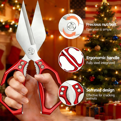 Multifunctional Heavy Duty Kitchen Shears,Kitchen Shears for Cutting Chicken,Kitchen Scissors for Food, Japanese High-Carbon Steel Culinary Poultry Shears, for Chicken,Meat,Fish,Bone Cutting(Silver)