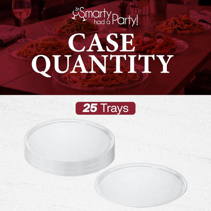 Smarty Had A Party 12 Inch Black Round Plastic Serving Tray – Heavy-Duty Party Platters & Catering Trays, Reusable or Disposable Plastic Trays for Serving Food, Elegant Party Tray Set of 25