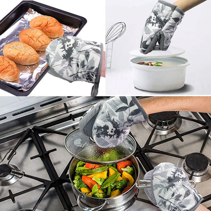 Mini Silicone Oven Mitts, Heat Resistant Kitchen Mittens 2-Pack Set