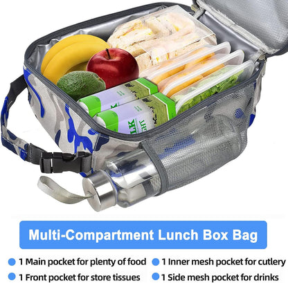 Insulated Lunch Bag, Leakproof Portable Lunch Box for Women Men Boys Girls, Large Capacity Cooler Bag with Handle and Bottle Pocket for Office School Camping Hiking Outdoor Beach Picnic (Black)