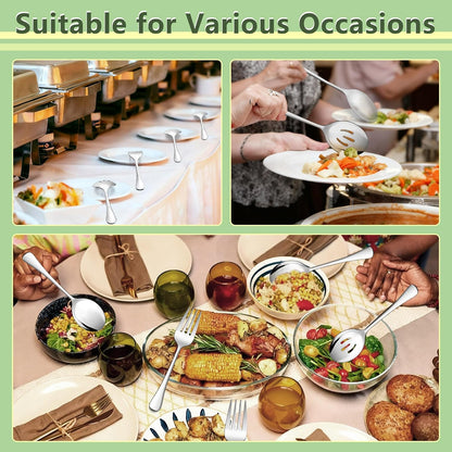 E-far Large Serving Spoons Set of 4, Stainless Steel Serving Utensils Set