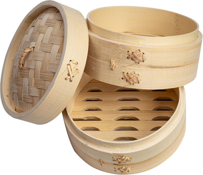 Joyce Chen 2-Tier Bamboo Steamer Baskets, 10-Inch