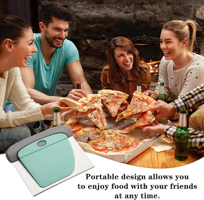 1 Set Bench Bread Scraper Professional Stainless Steel Dough Cutter Pizza Cutter with Grip Handles for Kitchen