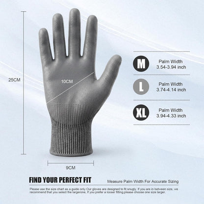Comix A7 Cut Resistant Work Gloves, 8 Pairs Bulk Pack, PU Coated Grip