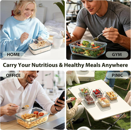 Freshmage 5 Pack 25oz Glass Meal Prep Containers with Air Vent Lids | Borosilicate Glass丨Snap Airtight Lids丨Lunch & Food Prep丨Microwave Oven Freezer Dishwasher Safe丨BPA-Free丨Rectangular