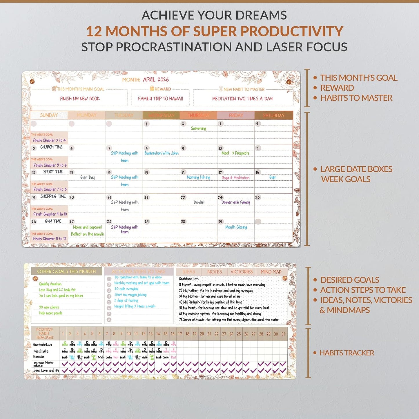 Fridge Calendar Acrylic 17x12”, Start Monday | Magnetic Calendar for Refrigerator | Acrylic Dry Erase Whiteboard Calendar for Fridge | Family Schedule Board with 5 Markers & Eraser by Freedom Mastery