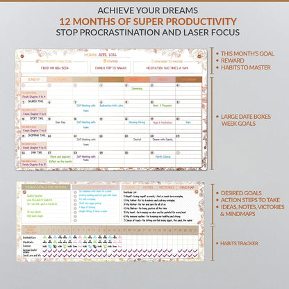 Fridge Calendar Acrylic 17x12”, Start Monday | Magnetic Calendar for Refrigerator | Acrylic Dry Erase Whiteboard Calendar for Fridge | Family Schedule Board with 5 Markers & Eraser by Freedom Mastery