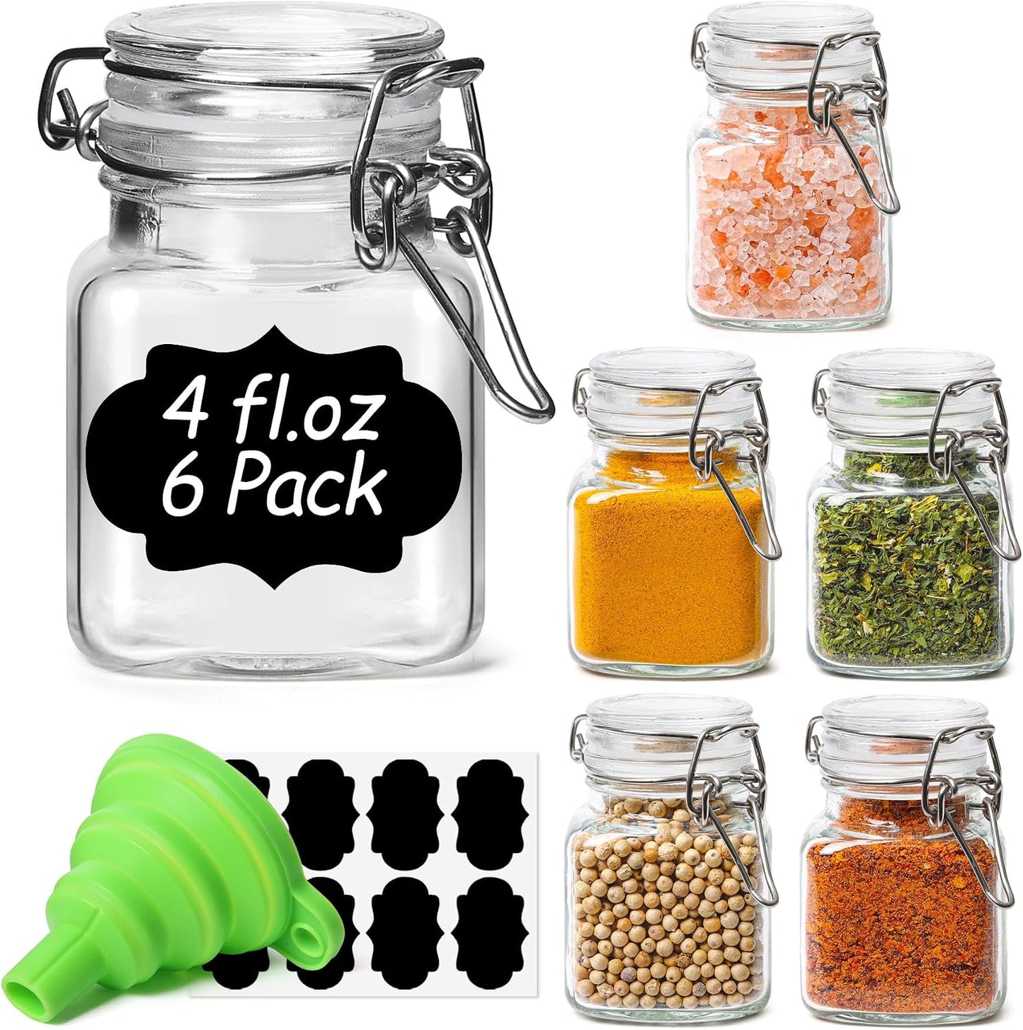 ComSaf Set of 3 Square Glass Jars with Airtight Lids (51 Oz) — Wire Clamp Canisters for Small-Batch Pickling, Kimchi, Bulk Dry Food, Wide Mouth Space Saving Kitchen Pantry Organization Jars