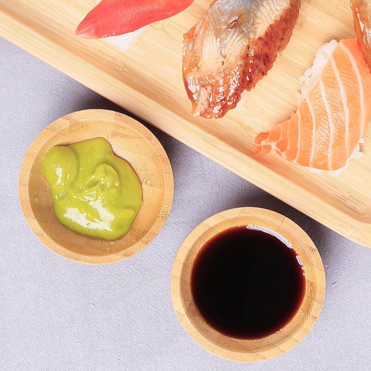 Dipping Bowls Set, Small Bamboo Pinch Bowls for Soy Sauce/Condiment/Snacks, Mini Serving Bowls for Charcuterie Board for BBQ/Entertaining, 1.4 oz Bamboo Wooden Ramekins