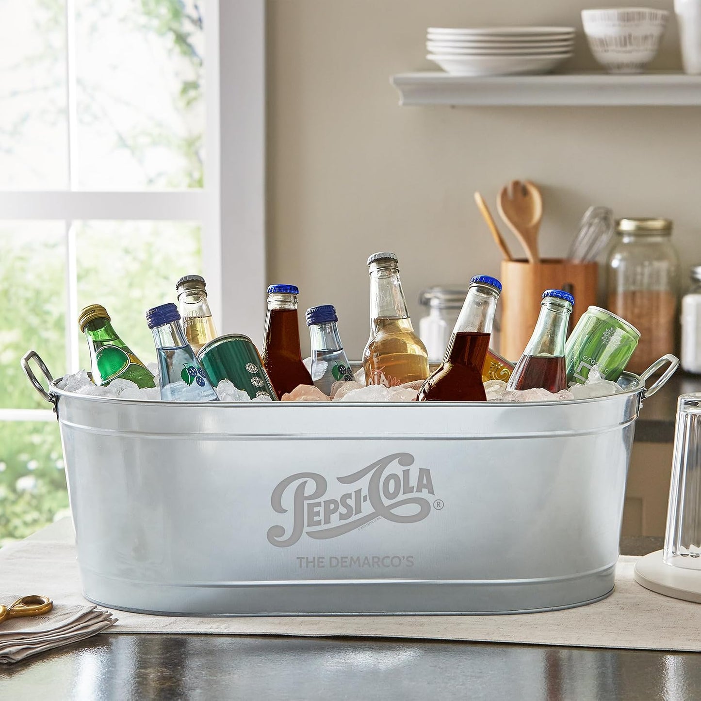Let's Make Memories Personalized Beverage Tub - Custom Beverage Tub - Customize With Name & initial - Galvanized Drink Tub - 20 ¾"L x 11 ¾"W x 7" H - 5.5 Gallons