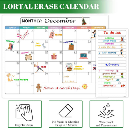 Magnetic Dry Erase Refrigerator Calendar with Markers - 15" x 11" Monthly Fridge Calendar and Today List, Fridge Whiteboard with Back Magnet