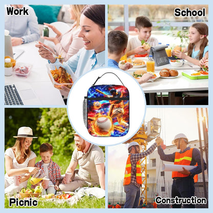 Boys Lunch Box for School Insulated Football Lunch Bag for Kid Boys Girls Teen Bento Boxes to School Office Picnic Travel Hiking Lunchbag Waterproof Leakproof with Adjustable Shoulder Strap