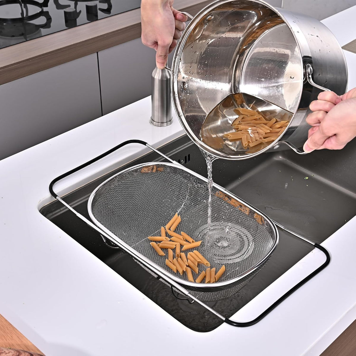 6-Quart Stainless Steel Collapsible Fine Mesh Kitchen Colander