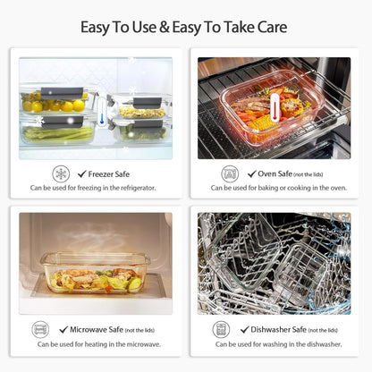 Glass Food Storage Containers with Lids, [18 Piece] Glass Meal Prep Containers, Containers for Food Storage with Lids, BPA Free & Leak Proof (9 Lid & 9 Container)