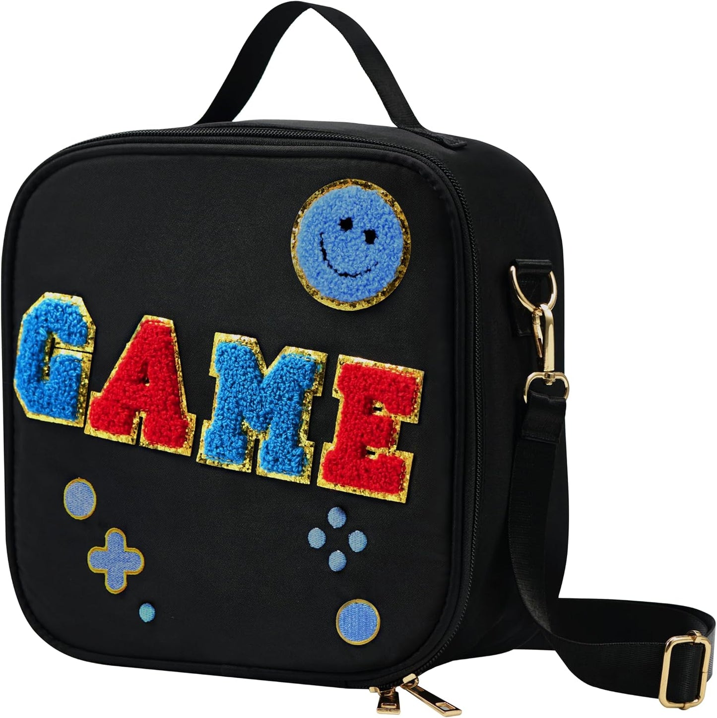 Kids Lunch Box for Kids Insulated Reusable Lunch Bag Tote Durable Children Leak-proof Lunchbox with Adjustable Shoulder Strap for School Daycare Travel Picnic (Navy - 3D Dinosaur)