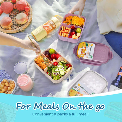 MISS BIG® Bento Box,Bento Box Adult,Lunch Box,Leak Proof Lunch Containers,No BPAs and No Chemical Dyes Bento Lunch Box,Dishwasher and Microwave Safe Lunch Containers for Adults(1900ml Gray)