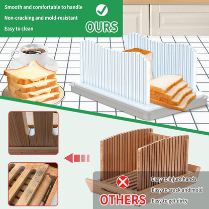 CAWIU Bread Slicer for Homemade Bread, Adjustable Width Bread Slicing Guide