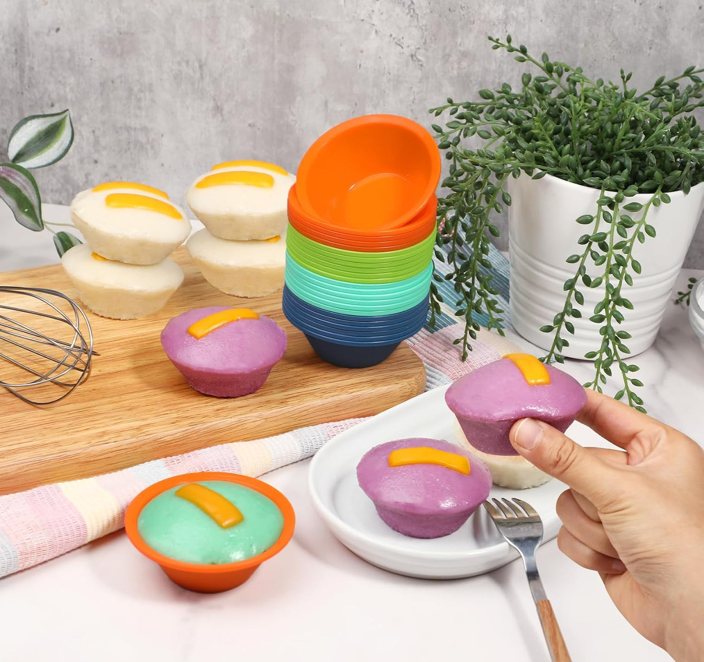 Webake Silicone Cupcake Baking Cups Set of 8, Air Fryer Muffin Pan Jumbo Muffin Liners Reusable Large Individual Muffin Tin, 3.5 Inch Mini Cake Pan Salad Dressing Container, BPA Free