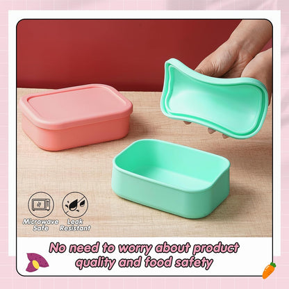 Layhit 4 Pcs Silicone Bento Box Lunch Box for Adult, 23.7 oz Reusable Sandwich Containers Food Storage with Lids Airtight for Lunch Meals Snacks, Dishwasher Freezer Safe (Matte Multicolor)