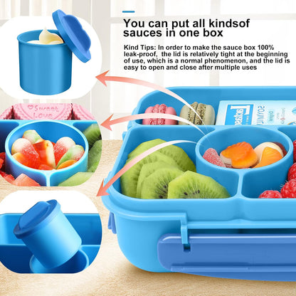 Lunch Box Kids,Bento Box Adult,Lunch Containers for Adults/Kids/Toddler,5 Compartments Bento Lunch Box with Sauce Vontainers,Microwave & Dishwasher & Freezer Safe(Purple)