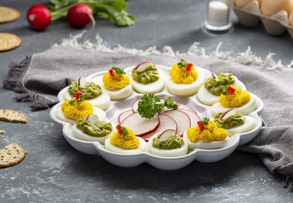 Kook Ceramic Deviled Egg Tray, Holds 12 Eggs, Dishwasher Safe, 10 in, White