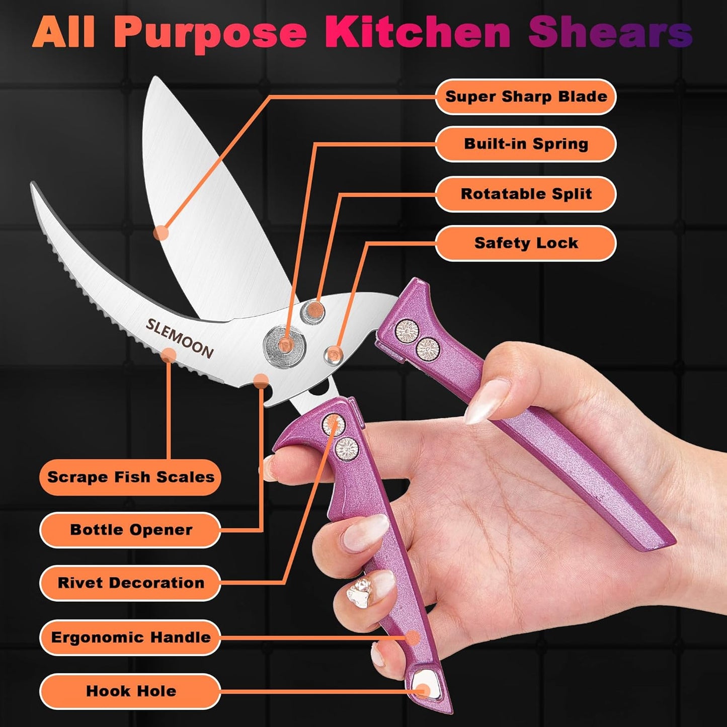 Heavy Duty Kitchen Shears for Food,Silver Kitchen Scissors | Dishwasher Safe and Food Stainless Poultry Shears for Chicken Turkey Thanksgiving,Gift Box