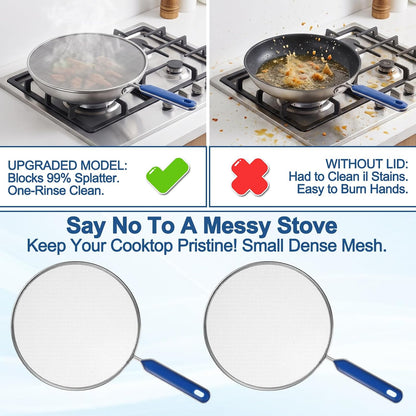 2 Pack Splatter Screen for Frying Pan, 8 InGrease Splatter Screen
