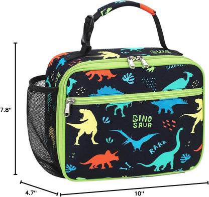 Kids Lunch Bag Boys - Insulated Kids Lunch Box Reusable Lunchbox with Water Bottle Holder Toddler Lunch Tote Bag for School Daycare, Black Dino Fossil