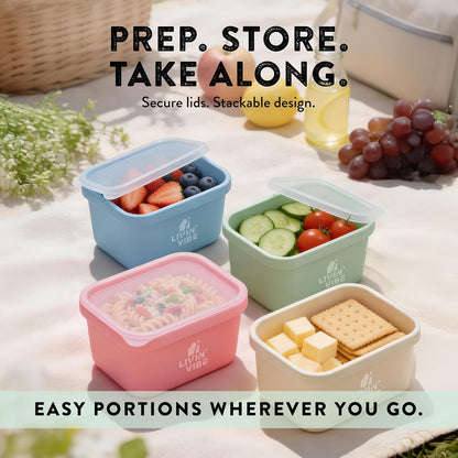 Silicone Freezer Trays with Lids, 4 Pack, 8.45 fl oz (250 ml) Each, Flexible Reusable Food Grade Silicone Containers for Ice, Soups, Meal Prep & Storage