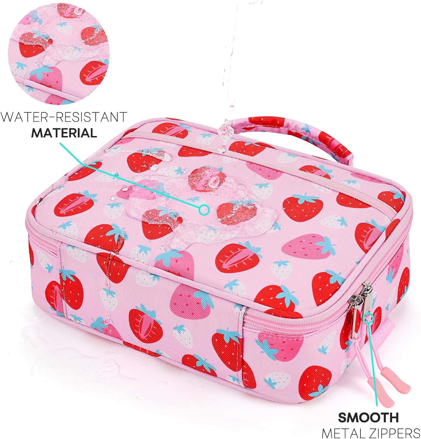 mibasies Kids Lunch Box for Girls Toddler, Insulated and Reusable Lunch Bag for School, Pink Rainbow