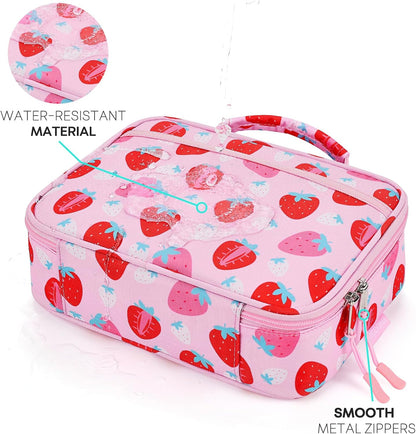 mibasies Kids Lunch Box for Girls Toddler, Insulated and Reusable Lunch Bag for School, Pink Rainbow