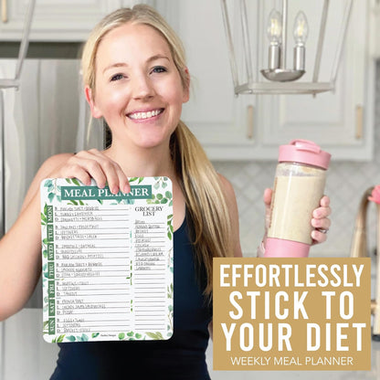 Hadley Designs Weekly Meal Planner for Fridge - Dinner Menu Board for Kitchen, Greenery Weekly Menu Board Dry Erase, Dry Erase Meal Planner for Fridge