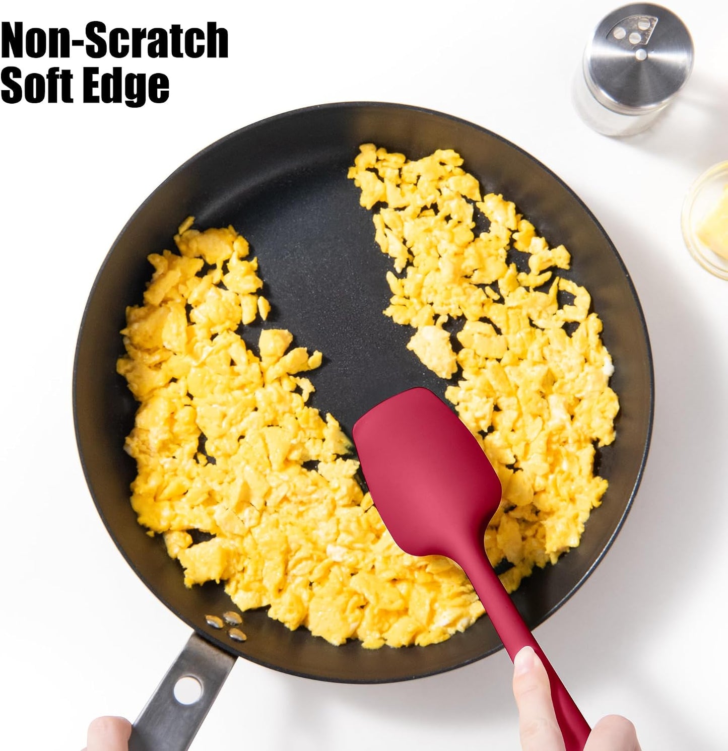 2-Piece Silicone Scraper & Spoon Spatulas: Doosu 600°F Heat Resistant Food Grade BPA Free Rubber Baking Flat Spatula Kitchen Cooking Spoonula for Mixing Scraping Folding Stirring Serving (Aqua Sky)