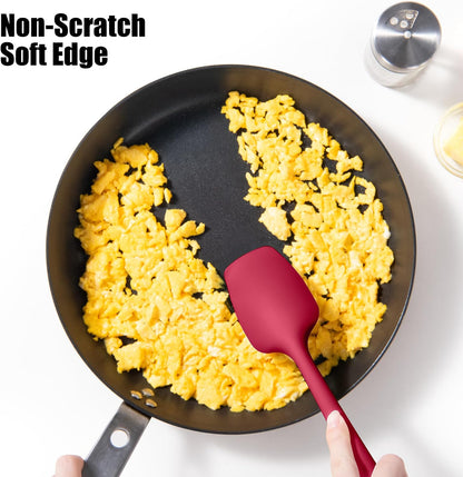 2-Piece Silicone Scraper & Spoon Spatulas: Doosu 600°F Heat Resistant Food Grade BPA Free Rubber Baking Flat Spatula Kitchen Cooking Spoonula for Mixing Scraping Folding Stirring Serving (Aqua Sky)