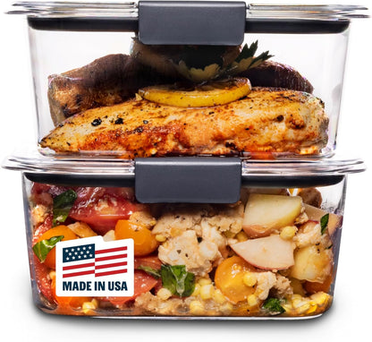 Rubbermaid Brilliance BPA Free Airtight Food Storage Containers with Lids, Set of 4 (4.7 Cup) Ideal for Lunch, Meal Prep, and Leftovers