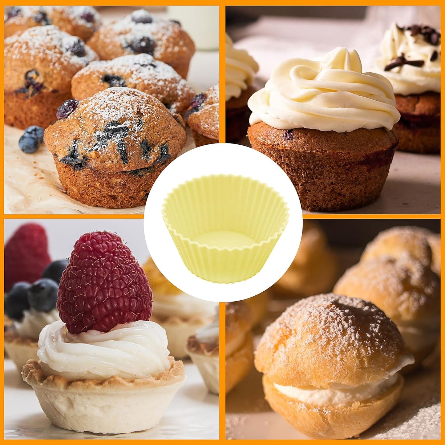 6 pack Silicone Baking Cups, Reusable Muffin Liners Non-Stick Cup, Cake Molds Set,Cupcake Silicone Liner Cupcake Holder,Bpa Free (navy blue)