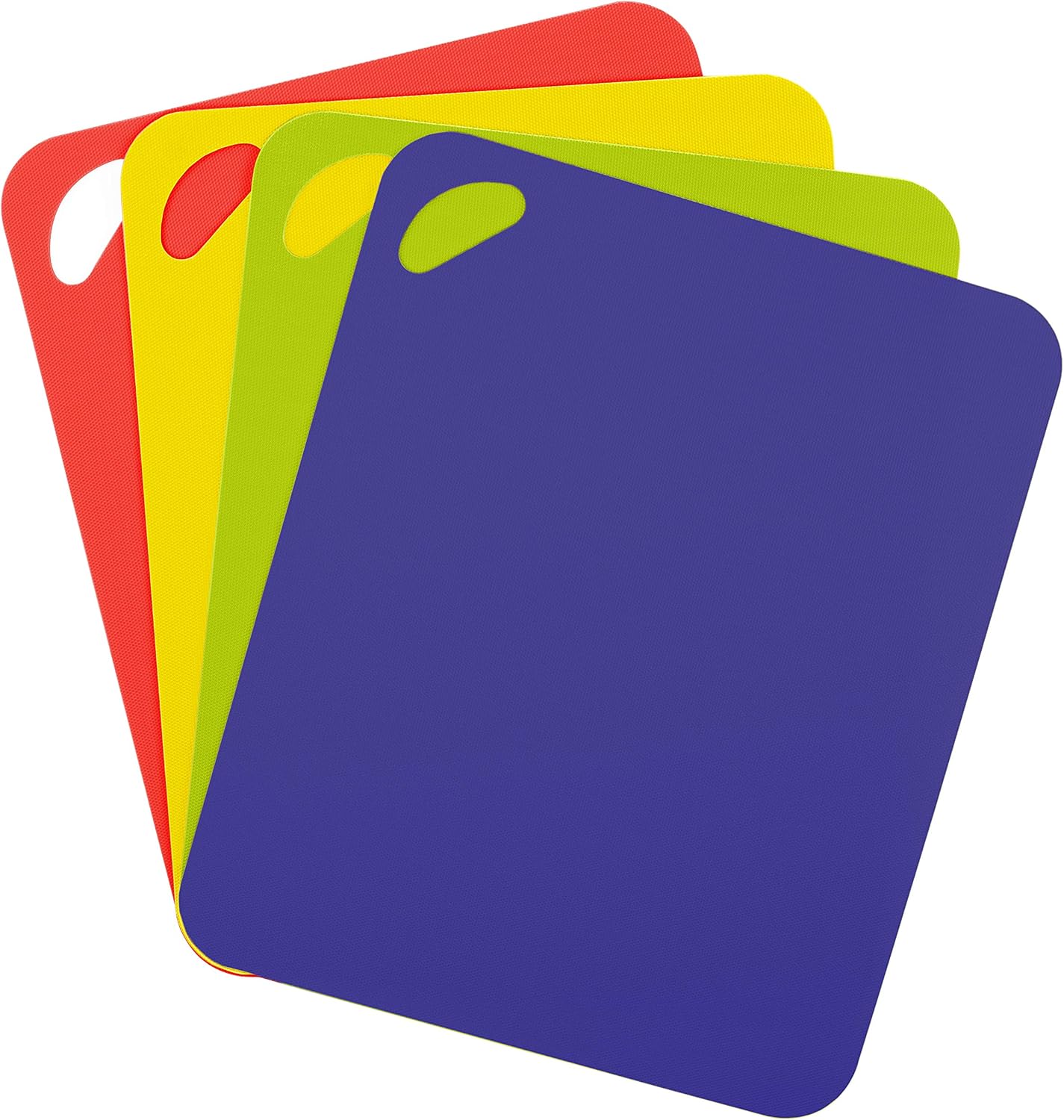 Dexas Heavy Duty Cutting Board Grippmat, Flexible Cutting Boards for Kitchen, Set of 4, Non Slip Plastic Board Cutting Mat 11.5 by 14 Inches Gray, Red, White and Green Set, Kitchen Gadgets
