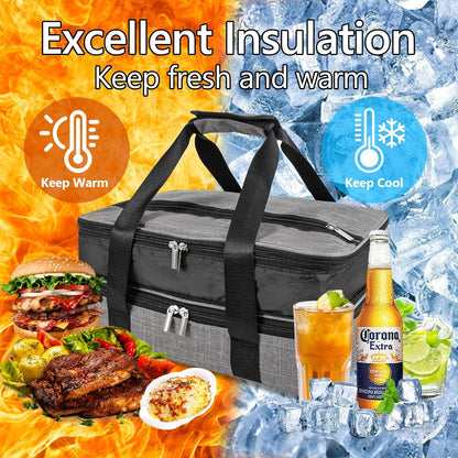 Insulated Casserole Carrier Fits Pioneer Woman Kitchen Stuff & 9x13 Baking Dish, Large Lasagna Lugger Tote, Leakproof Thermal Food Warmer Bag for Potluck, Picnic, Travel, Hot/Cold Food & Mom Gifts
