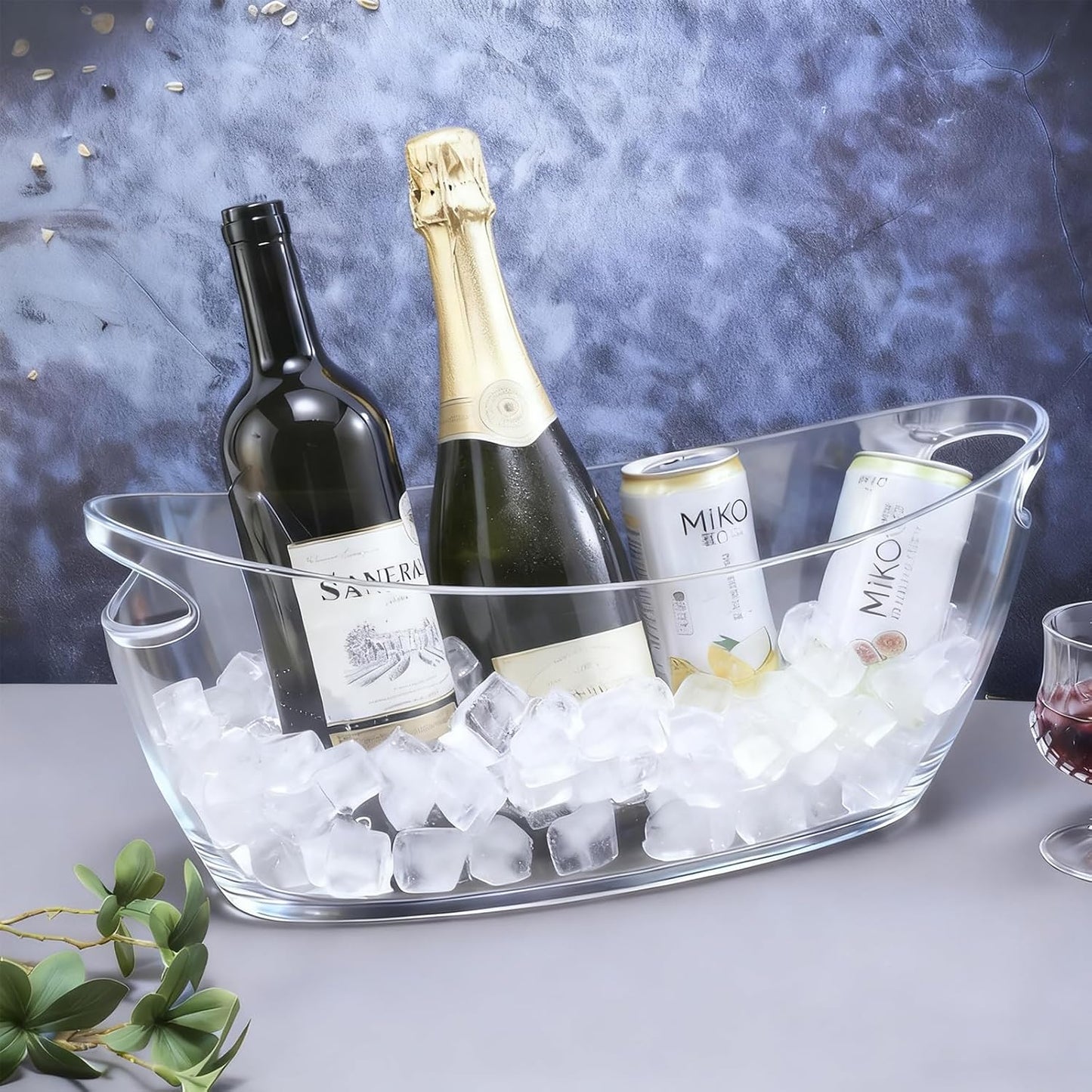 Clear Ice Bucket 4 Pack, 4L Acrylic Ice Buckets for Parties - Beverage Tub for Champagne, Beer, Wine Bottles, Large Drink Cooler Bin for Home or Commercial Use