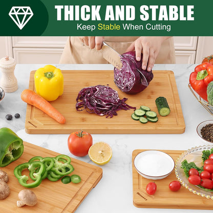 Homaxy Extra Large Bamboo Cutting Boards for Kitchen, 18x12.5" Wood XL Cutting Board with Juice Groove, Butcher Block Wooden Chopping Board for Kitchen, Meat, Cheese, Fruit & Vegetables - Pre Oiled