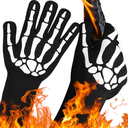 UBeesize Lengthen BBQ Gloves (Phoenix), 1472°F Heat Resistant Grill Glove, 14 inch Fireproof Oven Gloves for Cooking, Non-Slip Fire Glove for Grilling, Barbecue, Smoker, Baking, Frying