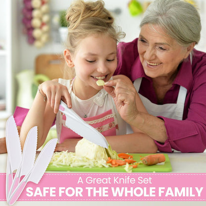 Zulay Kitchen 3-Piece Kids Knife Set for Real Cooking & Baking - Toddler Knives for Cutting Fruits, Veggies, & Cake - Children’s Montessori Knive with Serrated Edges - Safe & Fun Lettuce Knife (Red)